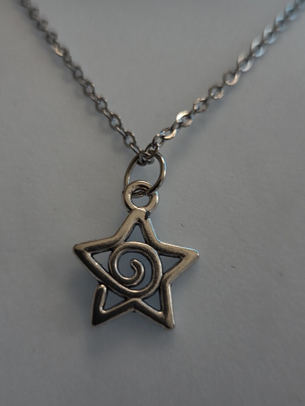 Silver Tone Star Spiral Pendant Necklace - Women Jewelry